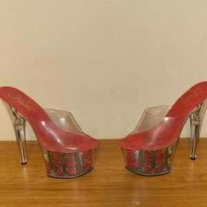 6-in stilettos red with roses